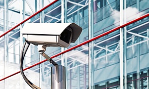 security camera outside a commercial building