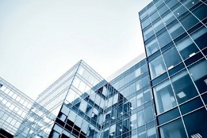 big commercial buildings with sky background