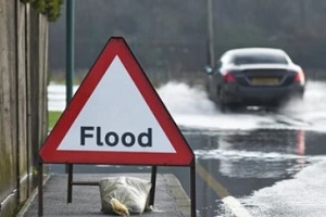 flood sighboard on the road