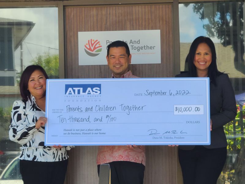 atlas insurance partners with parents and children together PACT with a donation