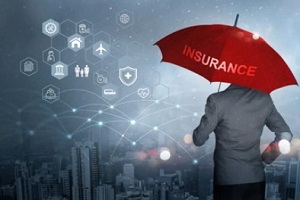 man with insurance umbrella