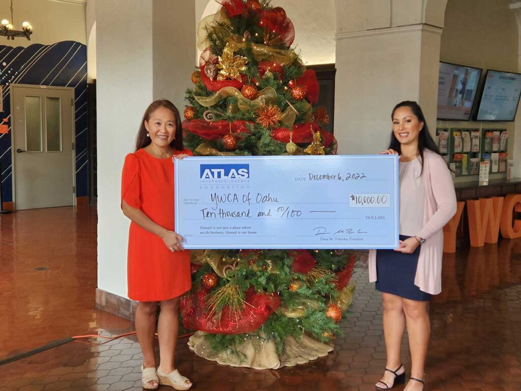 atlas insurance makes an annual donation to the ymca of oahu for their service