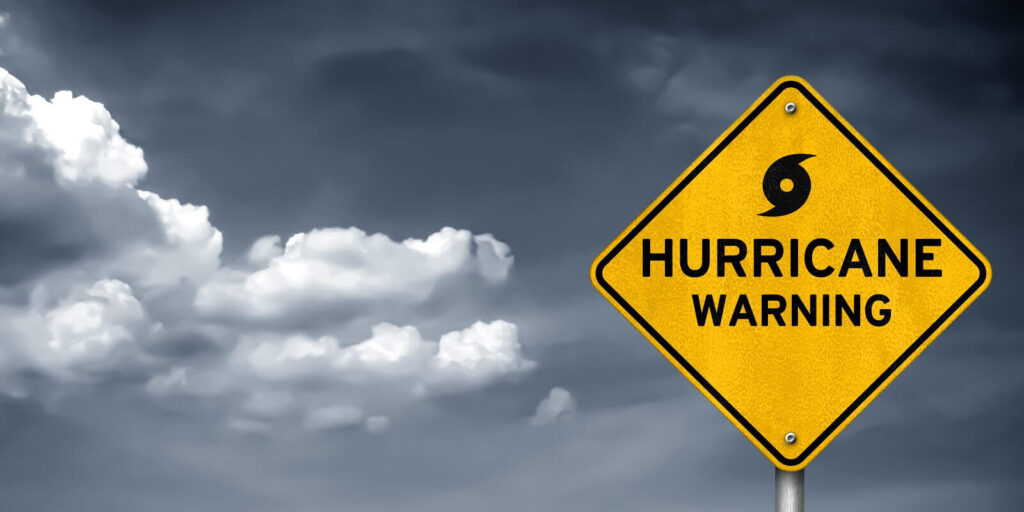 hurricane warning road sign