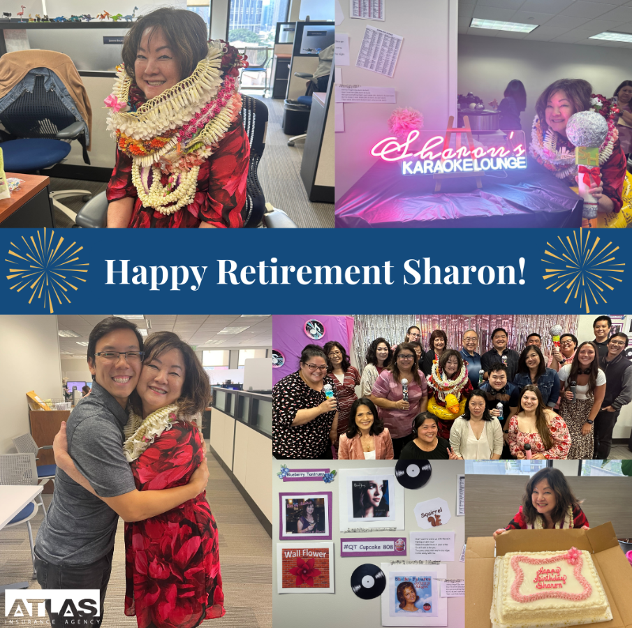 This is a picture collage of Sharon Hodson, an employee of Atlas, who is retiring