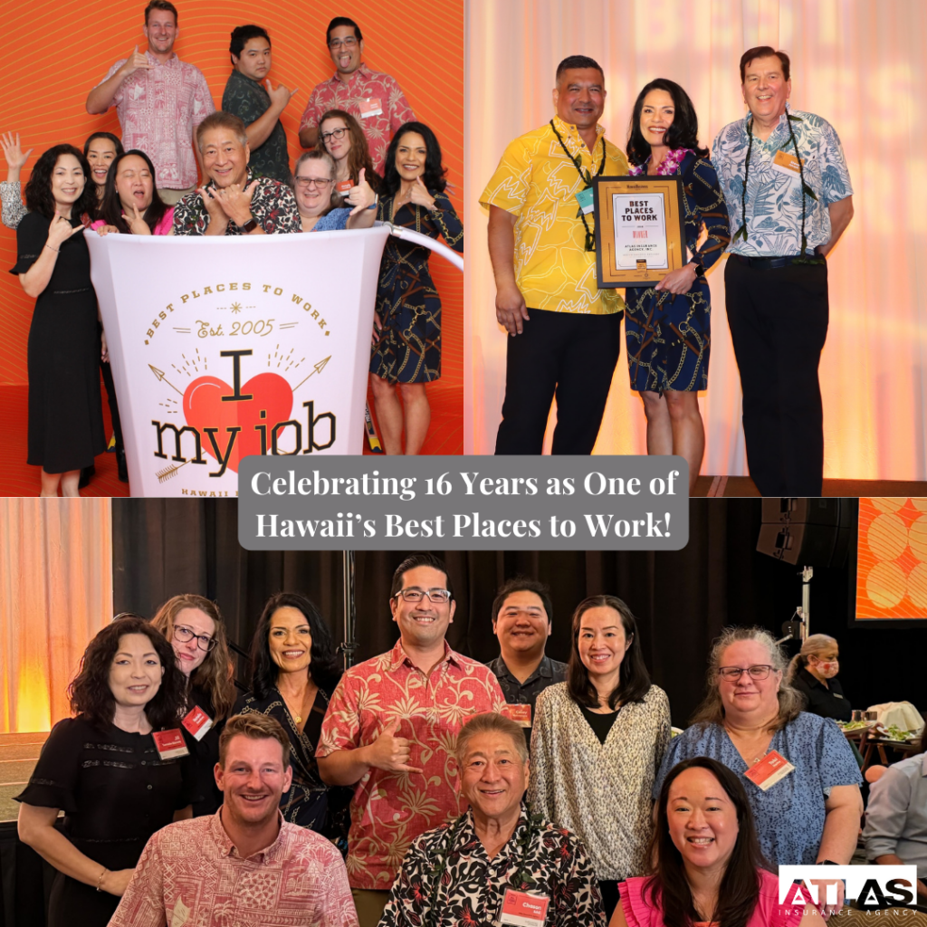 This is a photo collage of Atlas employees at Hawaii Business Magazine's Best Places to Work event.
