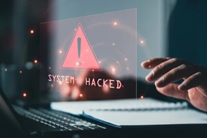 system hacked alert after cyber attack on computer network