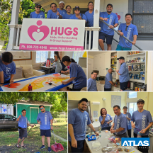 this is a photo collage of Atlas employees volunteering at HUGS House Hawaii