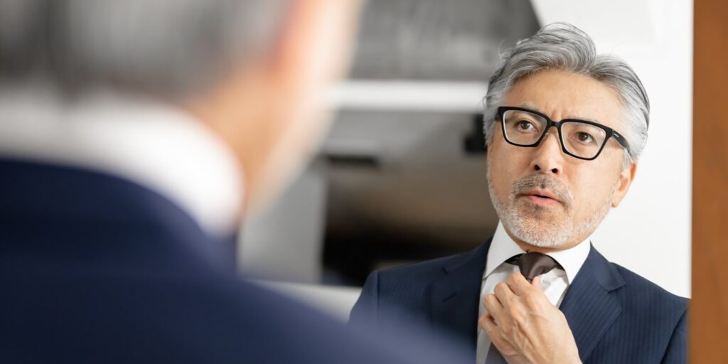 businessman in Hawaii getting ready