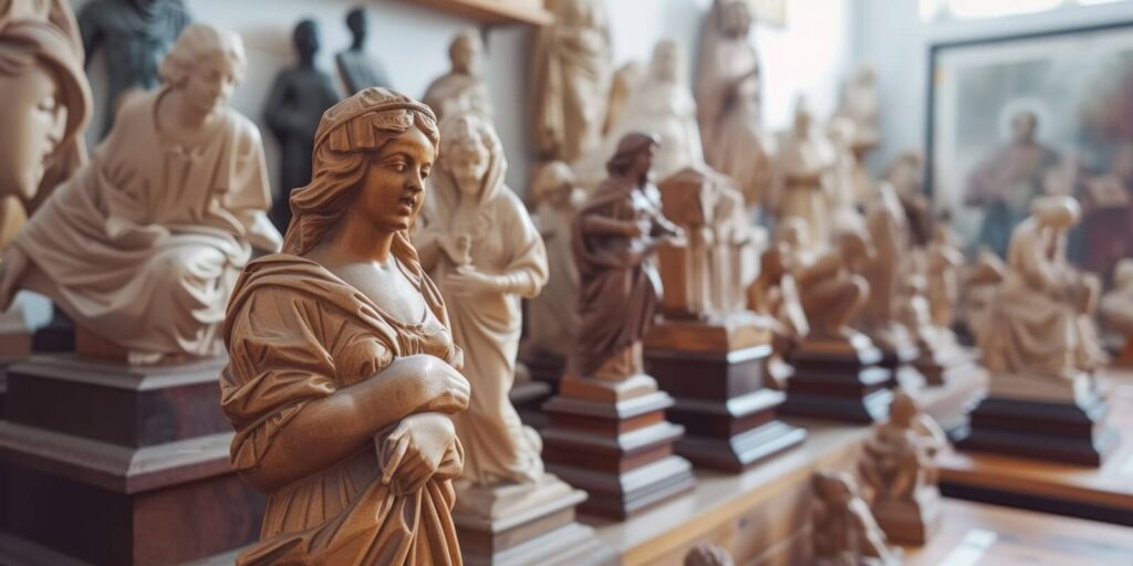 collection of antique statues in Hawaii museum's storeroom