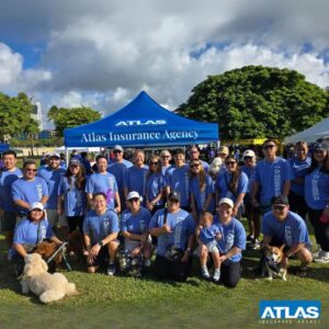 this is a group photo of Atlas Insurance employees at the Walk to End Alzheimer's disease 2024