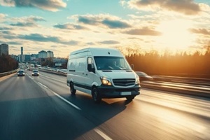 commercial van on highway