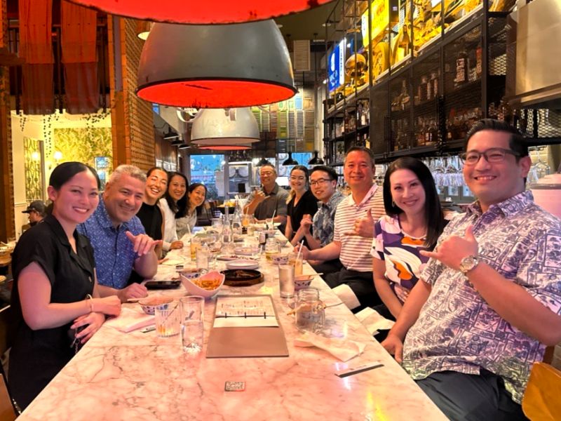 this is a photo of Atlas employees with Redhammer at 1938 Indochine for a Pau Hana