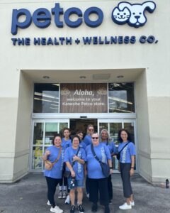 this is a photo at Atlas Insurance employees volunteering at Petco with Hawaii Humane Society.