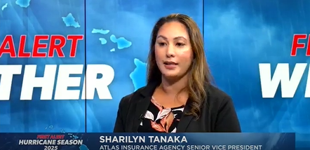 This is a picture of Sharilyn Tanaka appearing on Hawaii News Now about Hurricane Insurance and Coverage