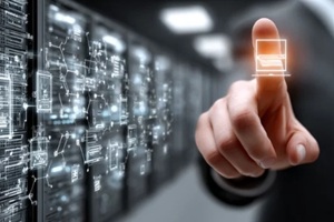 businessman holding global network connection on social networking and data recovery