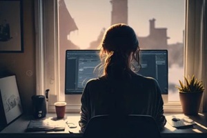 women working from home