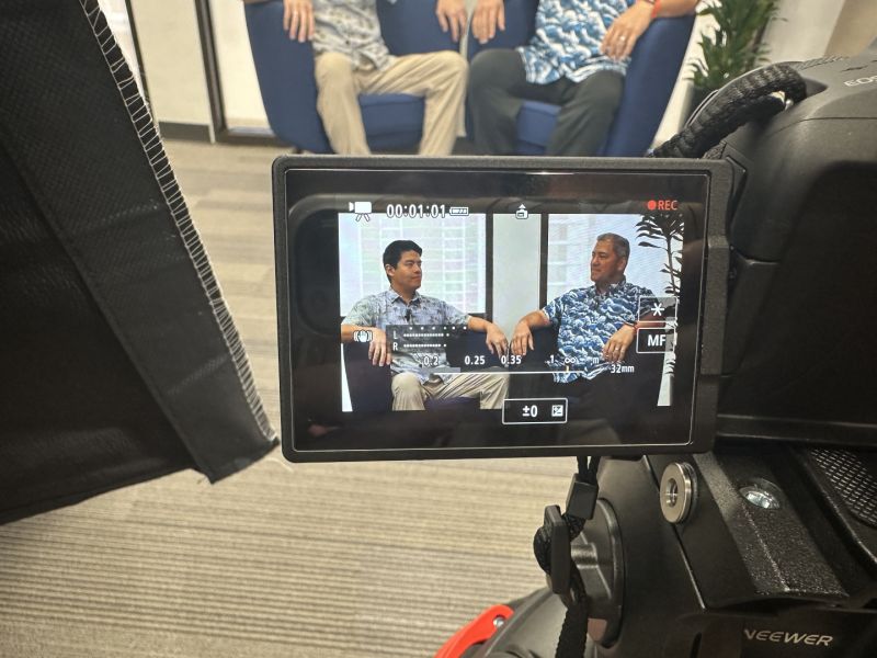Atlas Insurance Employees being filmed for a podcast episode