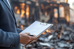 Business Owner Documenting Damage for Insurance Claim