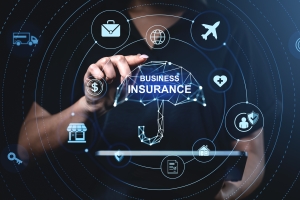 Commercial Umbrella Insurance Concept with Digital Icons