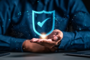 Shield Over Hand with Check Mark Showing Complete Coverage Concept